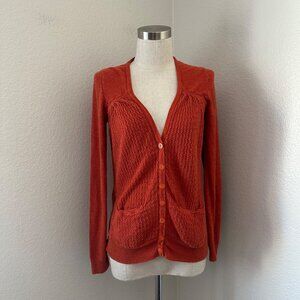 Anthropologie Sparrow Linen Cotton Knit Rib Cardigan Front Closure Long Sleeve S